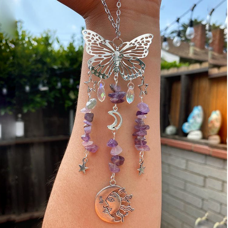 Olivenorma Suncatcher Butterfly Style Sun Moon Wind Chime