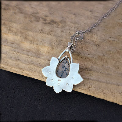 Olivenorma Double Lotus Drop Shaped Cat's Eye Stone Necklace