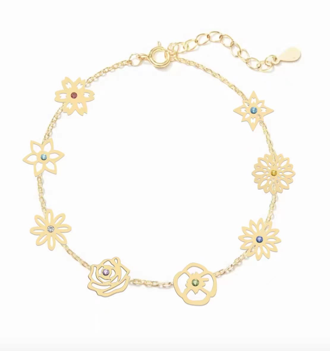 Olivenorma 1-8 Birth Flowers With Birthstone Bracelet