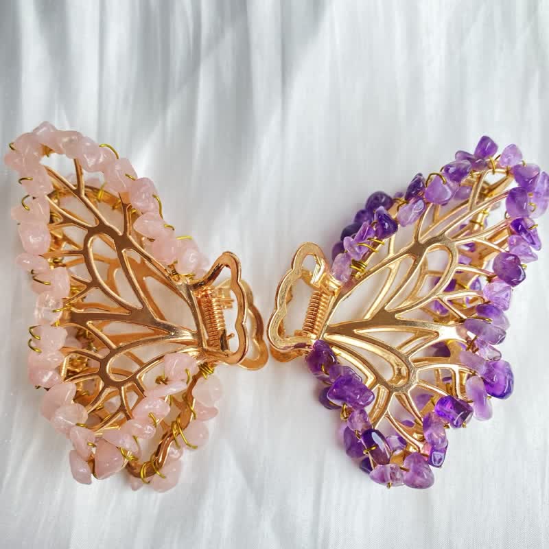 (Clearance 30% OFF / CODE: OFF30) - Amethyst Or Rose Quartz Butterfly Shape Hairpin