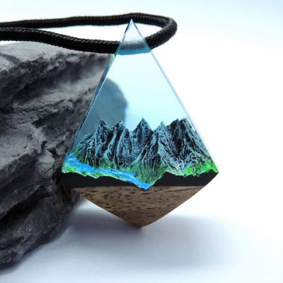 Olivenorma Snow Mountain River Resin Pendant Necklace