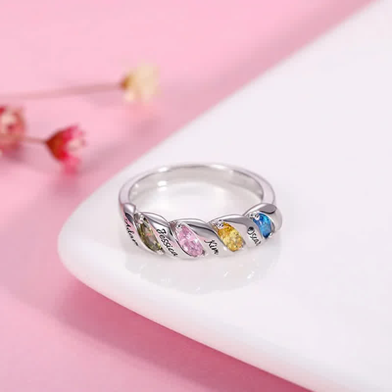 Olivenorma Memory Personalized and Engraved Birthstones Ring