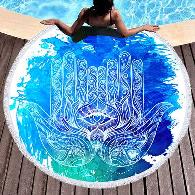 Olivenorma Hamsa Print Round Beach Towel Tapestry