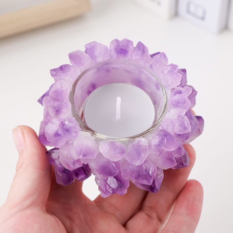 Olivenorma Amethyst Tooth Cluster Candle Holder