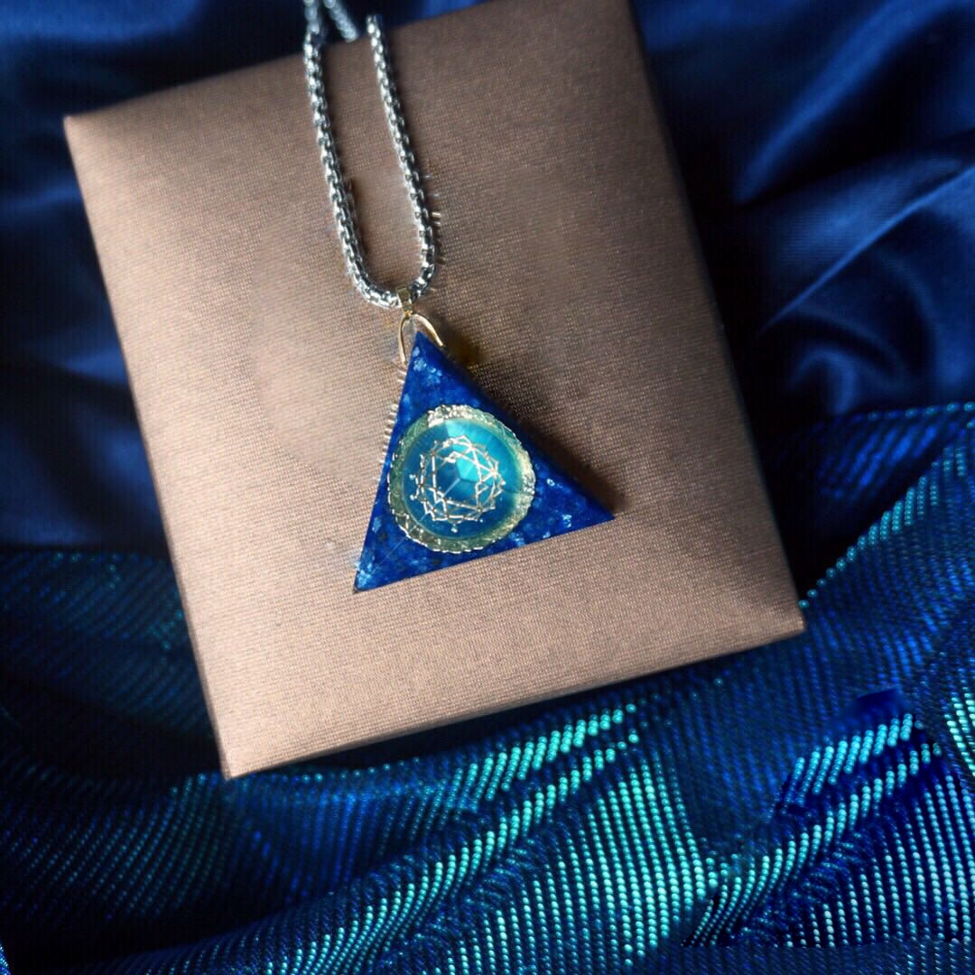 Olivenorma Lapis Lazuli Aquamarine Triangular Organe Necklace