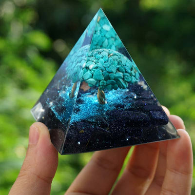 Olivenorma Blue Sandstone With Turquoise Healing Orgone Pyramid