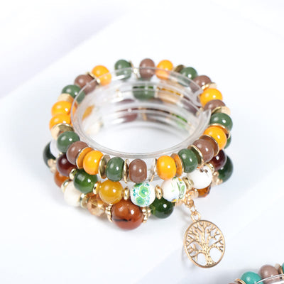 Olivenorma Boho Handmade Tree Of Life Crystal Bracelet Set