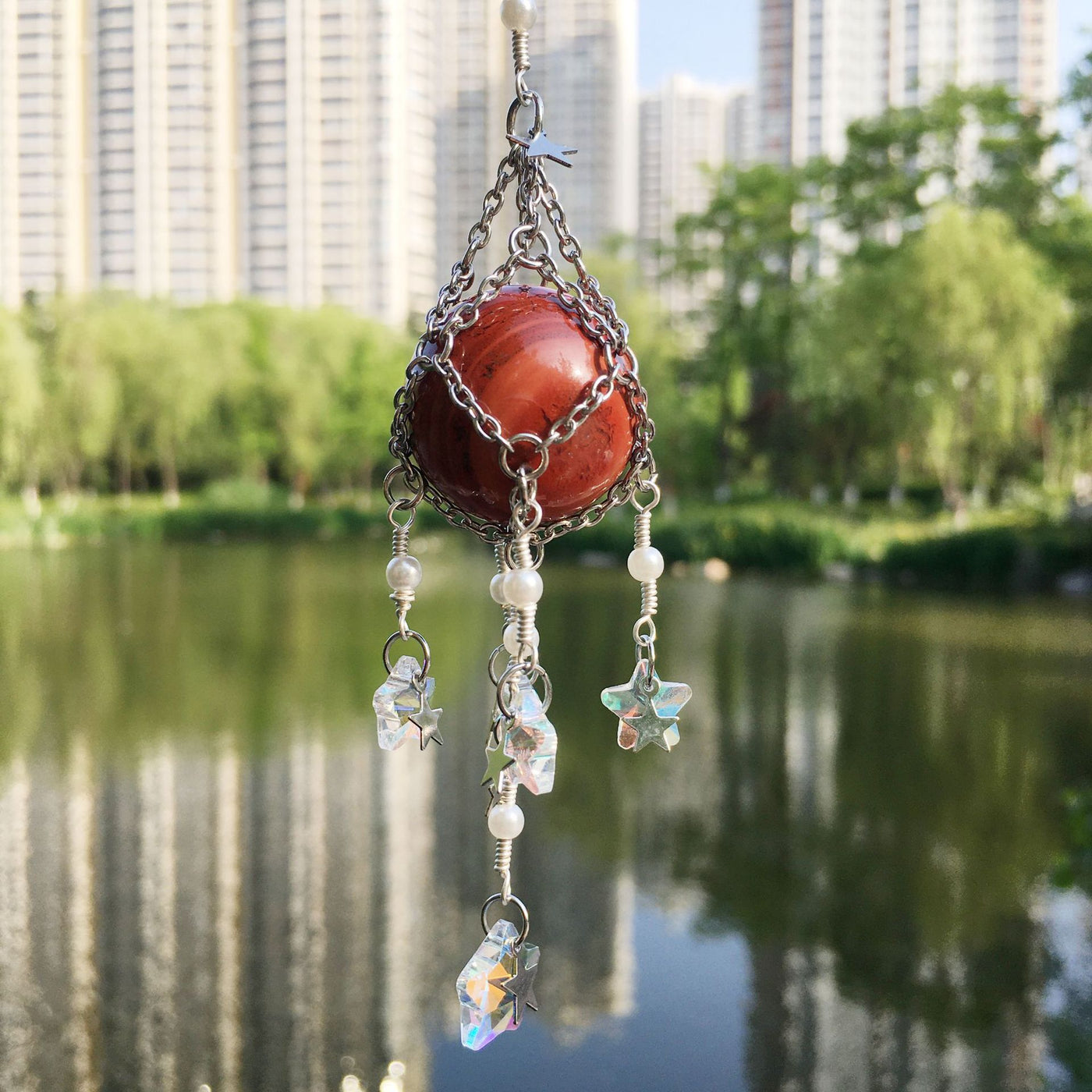 Olivenorma Natural Crystal Original Stone Hanging Pendant Wind Chime