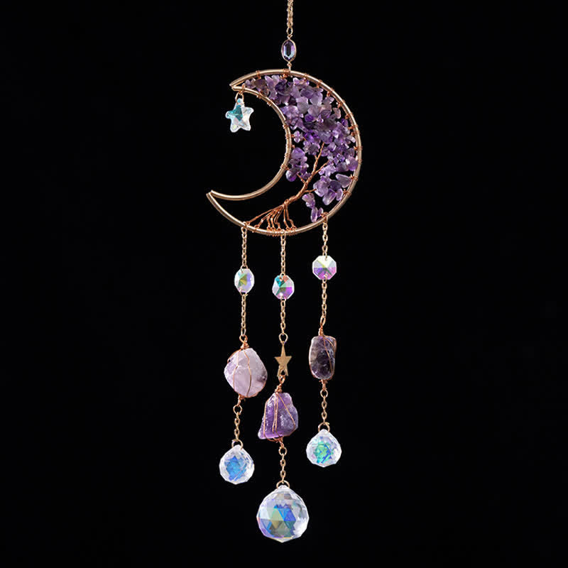 Olivenorma Amethyst Moon Pendant Suncatcher Wind Chime