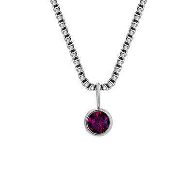 Olivenorma 8mm Birthstone Titanium Steel Zircon Necklace