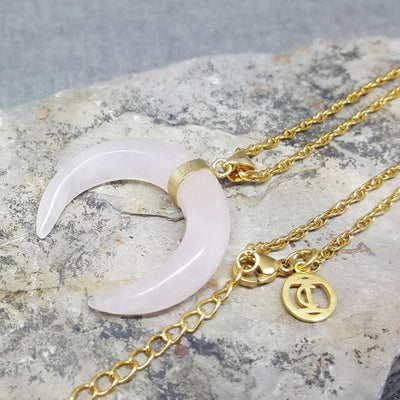 Olivenorma Gemstone Crescent Moon Necklace