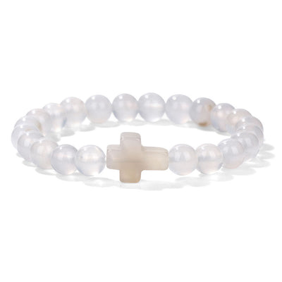 Olivenorma Natural Crystal Beads Cross Pendant Bracelet