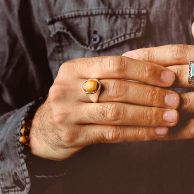 Oval Tiger's Eye Signet Men Ring