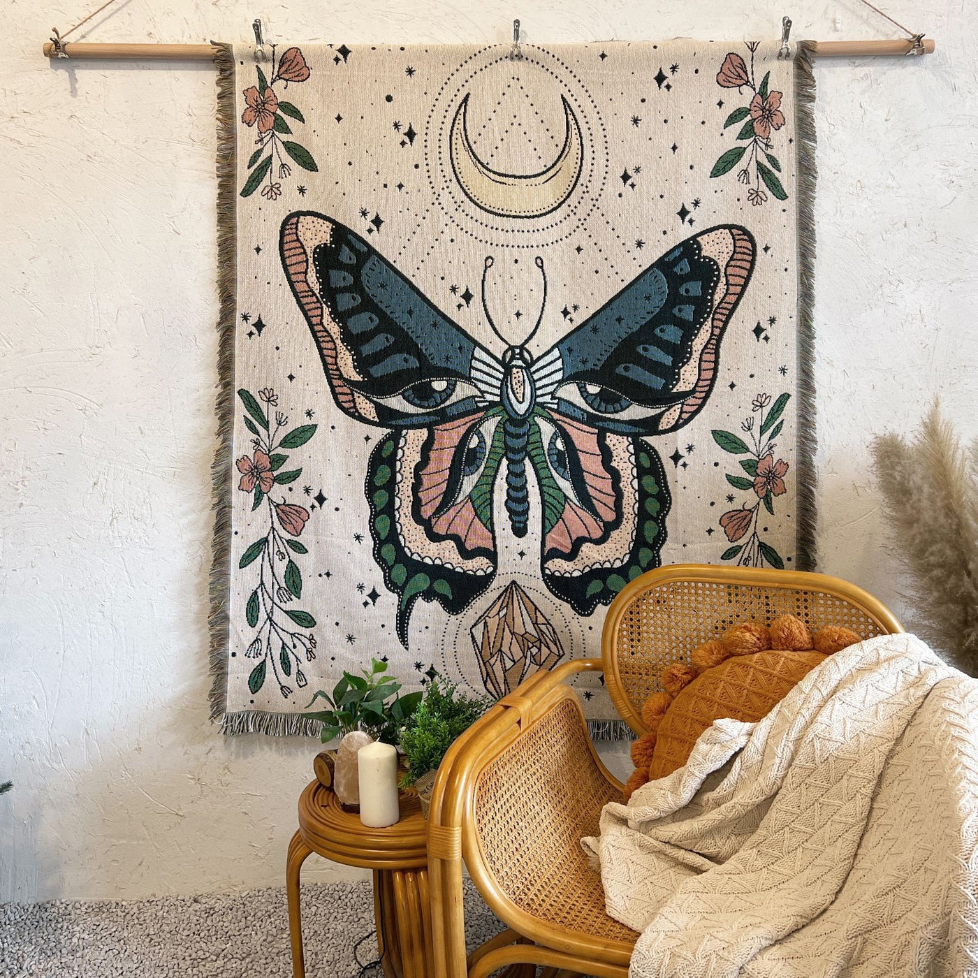 Olivenorma Butterfly Throw Woven Tassel Blanket