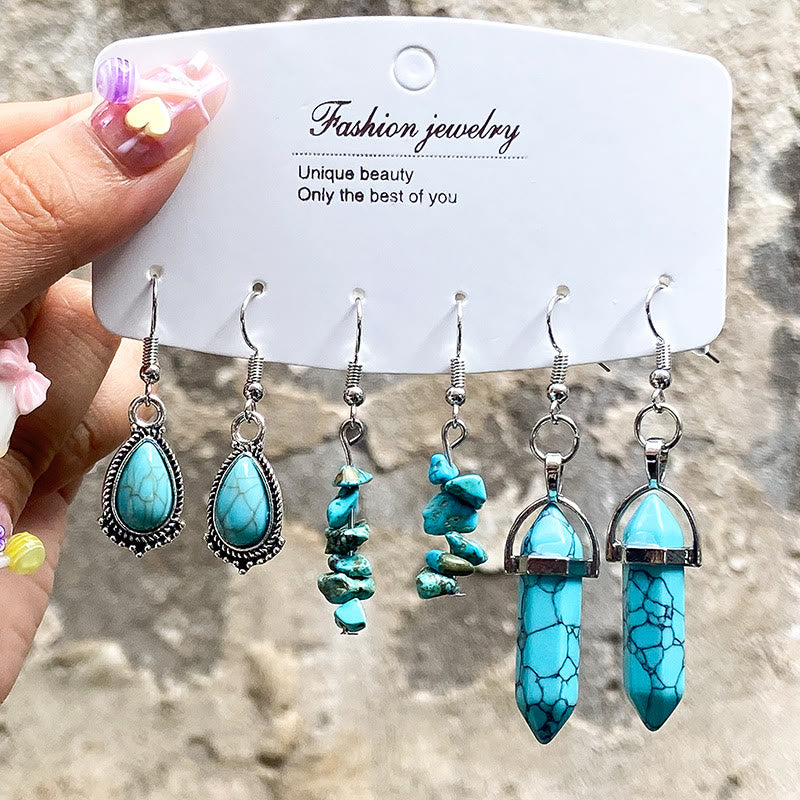 Olivenorma Turquoise Earrings Multi-layered Necklace Set