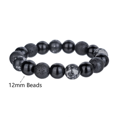 Olivenorma Lava Stone Snowflake Obsidian Eight-pointed Star Men Bracelet