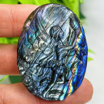 Olivenorma Natural Labradorite Moon Face Ornaments Gemstone Decoration