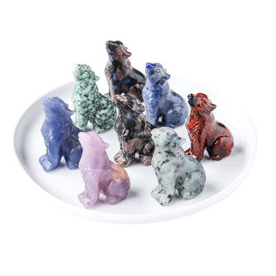 Olivenorma Natural Crystal Little Wolf Boy Gemstone Decoration