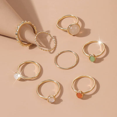 Olivenorma 8pcs Knuckle Stackable Midi Finger Ring Set