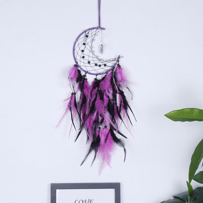 Olivenorma Amethyst Obsidian Moon Feather Dream Catcher