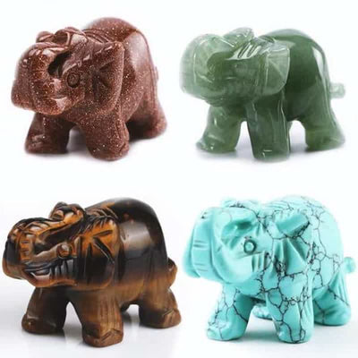 Olivenorma  Reiki Elephant Figurines Gemstone Decoration