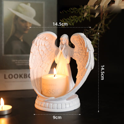 Olivenorma Nordic Pure White Wings Praying Angel Candle Holder