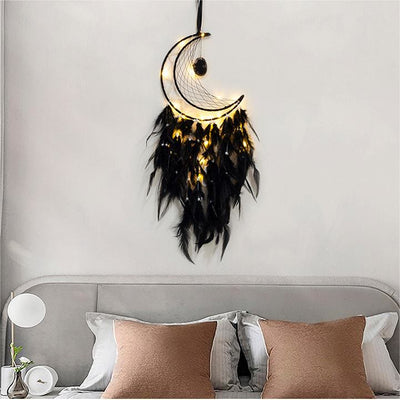 Olivenorma Black Onyx Pendant Black Feather Dream Catcher