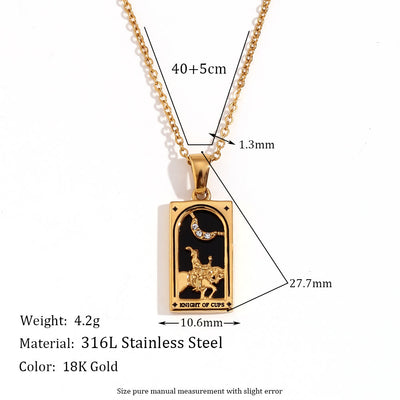 Olivenorma Stainless Steel 18k Gold Plated Tarot Card Necklace