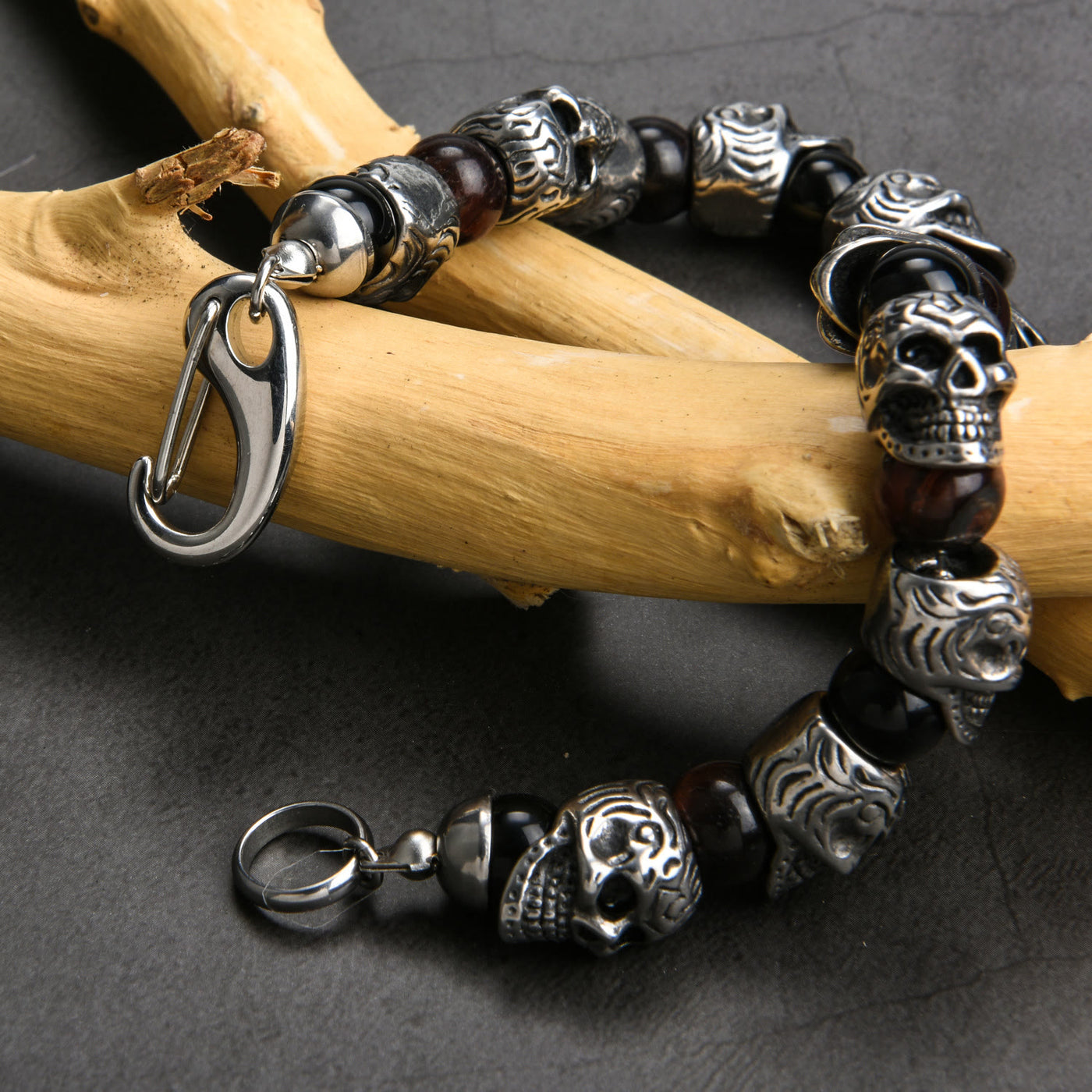 Olivenorma Natural Tiger Eye Handmade Stainless Steel Bracelet
