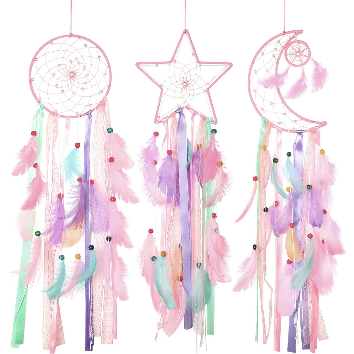 Olivenorma 3 Pieces Moon Sun Star Macaron Color Dream Catcher