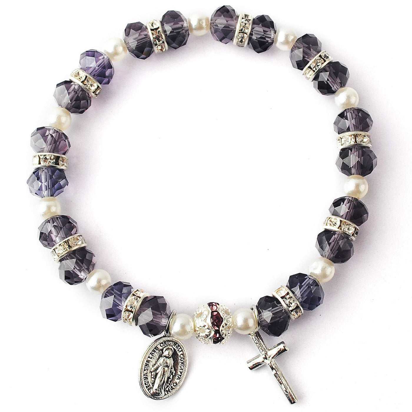 Olivenorma Faceted Crystal Christian Cross Bracelet