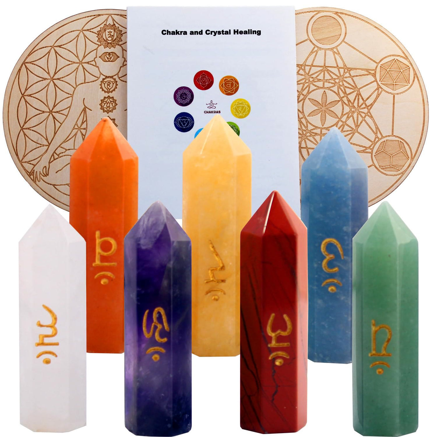 Olivenorma Healing Chakra Decor Set Crystal Wands