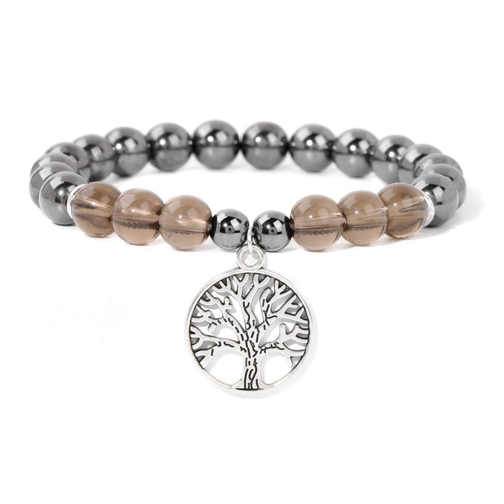 Olivenorma Natural Crystal Tree of Life Pendant Bracelet