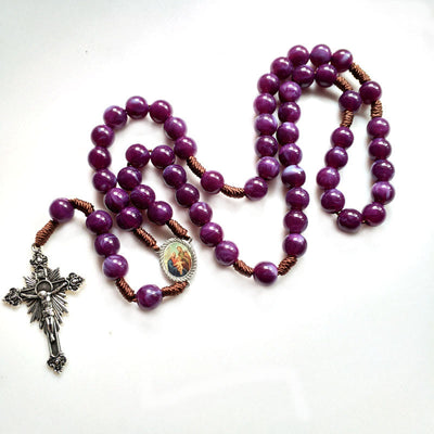 Olivenorma Amethyst Silver Cross Jesus Pendant Rosary Necklace