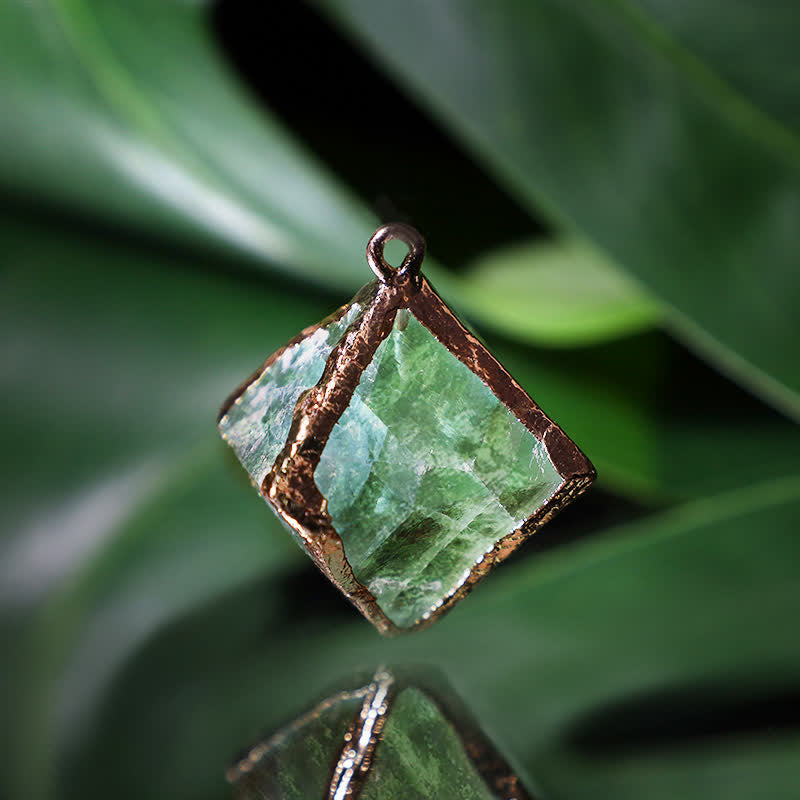 Olivenorma Green Fluorite Natural Crystal Pendant