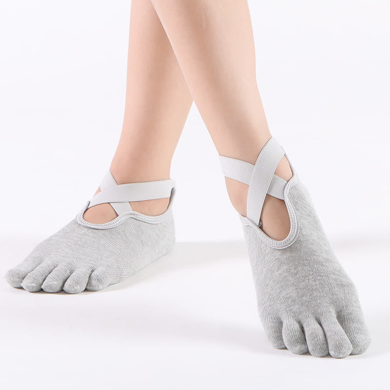 Olivenorma Womens Grip Pilates Five-Toe/Toeless Yoga Socks