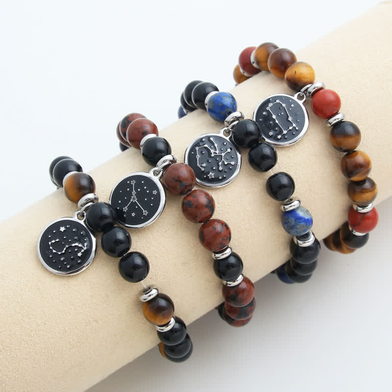 Olivenorma Natural Stone Beads Stainless Steel Zodiac Bracelet