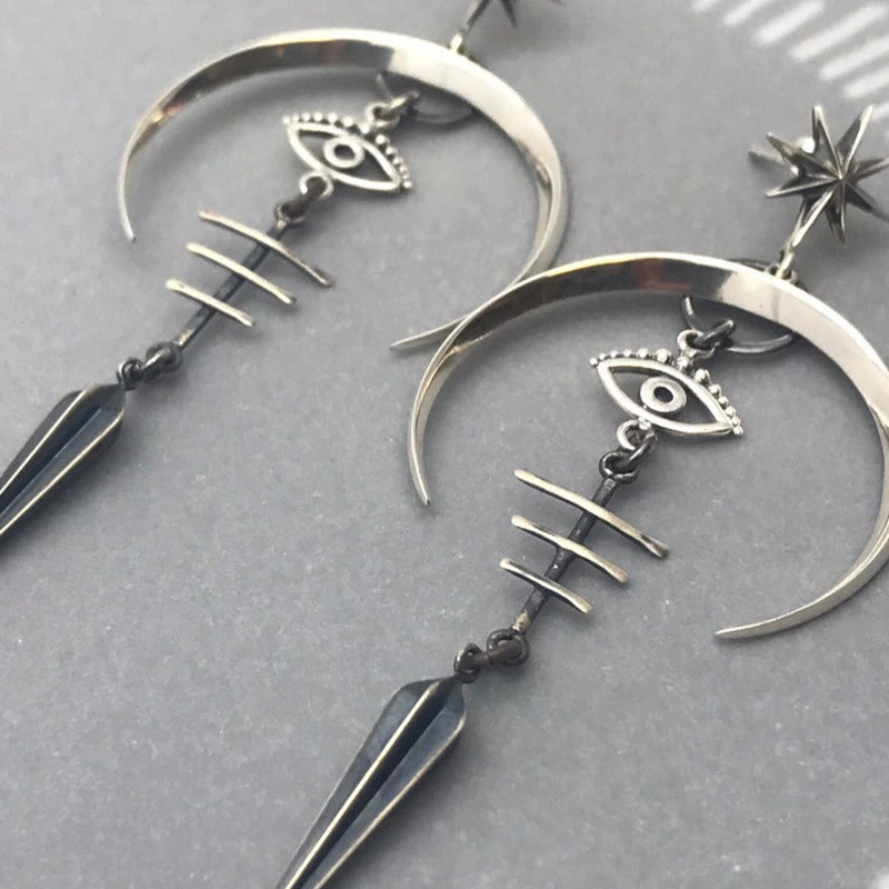 (Clearance 30% OFF / CODE: OFF30) - Olivenorma Evil Eye Crescent Moon Earrings