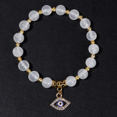 Olivenorma Natural Stone Beaded Evil Eye Pendant Bracelet