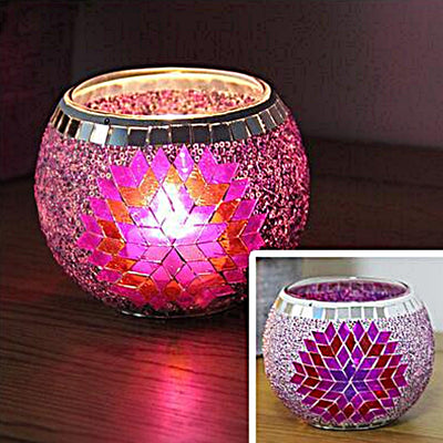 Olivenorma European Retro Glass Mosaic Candle Holder