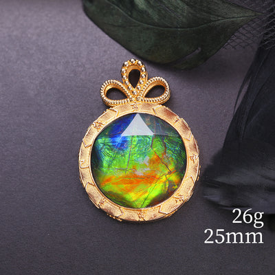 Olivenorma Natural Ammolite 925 Silver Necklace