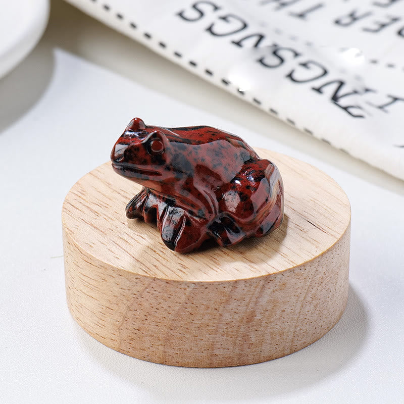 Olivenorma Serene Spirit Gemstone Frog Gemstone Decoration - Red Obsidian - With Card - image 17