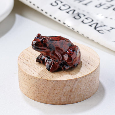 Olivenorma Serene Spirit Gemstone Frog Gemstone Decoration - Red Obsidian - With Card - image 17