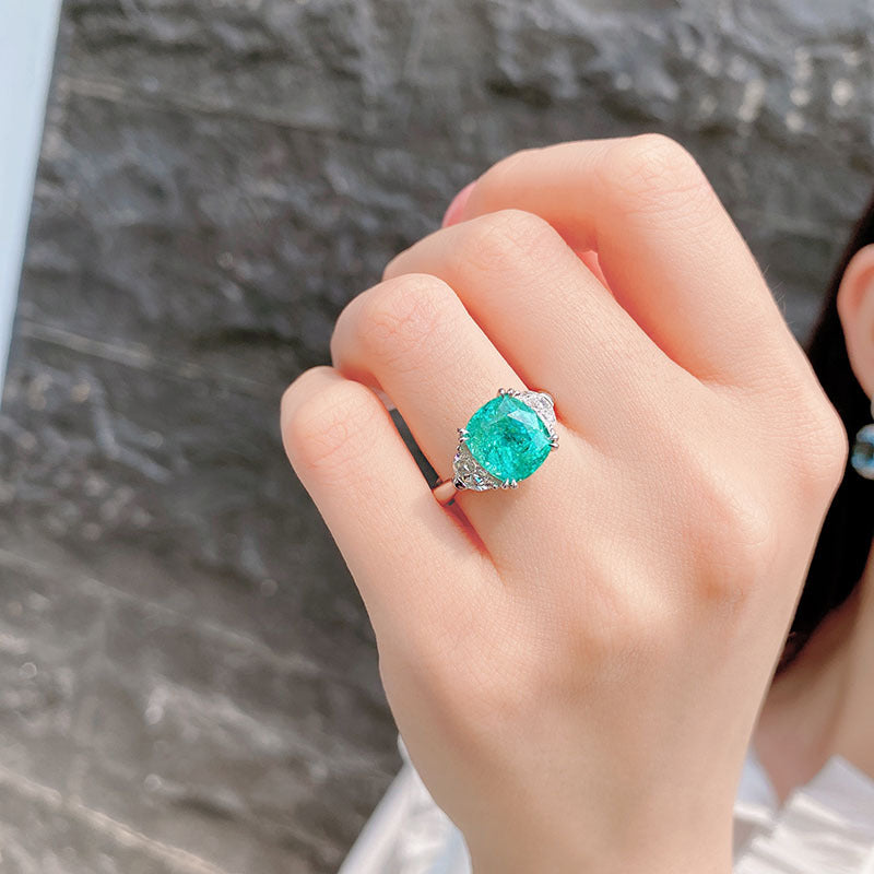 Olivenorma Large Square Paraiba Tourmaline Adjustable Ring