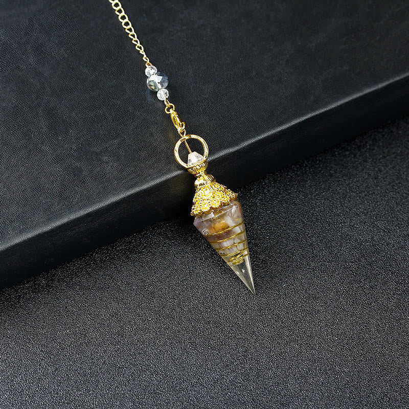 Olivenorma Natural Crystal Resin Hexagonal Pyramid Pendulum