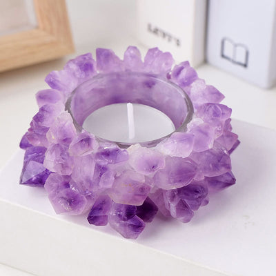 Olivenorma Amethyst Tooth Cluster Candle Holder