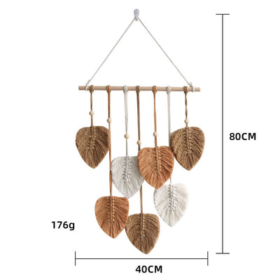 Olivenorma Handwoven Cotton Rope Leaf Tapestry Wall Decor