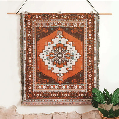 Olivenorma Bohemian Geometric Flowers Fringe Tassels Woven Blanket