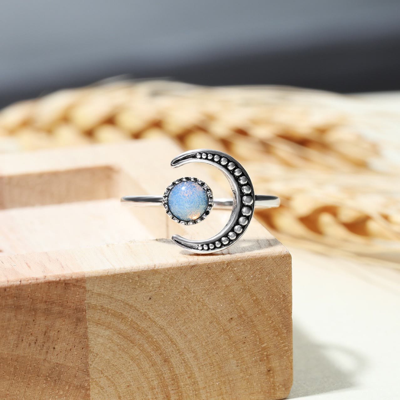 Olivenorma Moon Sun Accessory Moonstone Open Ring