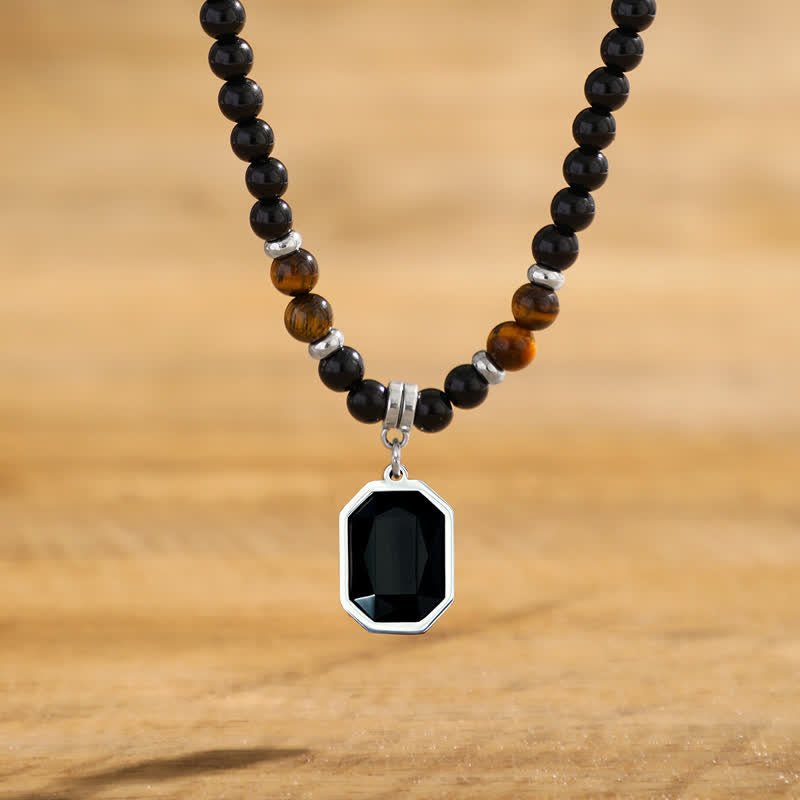 Olivenorma Black Onyx Natural Stone Beads Men Necklace